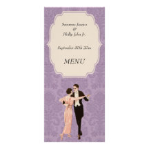 Thème des années 1920 de menu de mariage carte double en  couleur