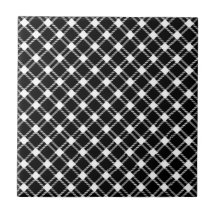 Three Bands Large Diamond - White on Black Tiles