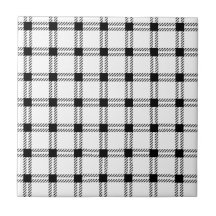 Three Bands Large Square - Black on White Ceramic Tiles
