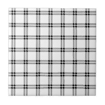 Three Bands Small Square - Black on White Ceramic Tiles