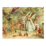 Thumbelina vintage et prince Wedding dans la forêt Cartes Postales