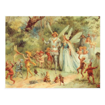 Thumbelina vintage et prince Wedding dans la forêt Cartes Postales