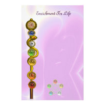 TIGE D'ASCLEPIUS AVEC 7 CHAKRAS, ÉNERGIE SPIRITUEL PAPIER À LETTRE CUSTOMISÉ