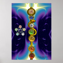 TIGE D'ASCLEPIUS AVEC 7 CHAKRAS, ÉNERGIE SPIRITUEL AFFICHES