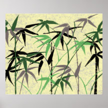 Tiges en bambou de feuillage, feuille, vert, gris, affiches