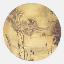 Tightrope de la fée par Arthur Rackham, art vintag Autocollant Rond