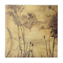 Tightrope de la fée par Arthur Rackham, art vintag Carreaux