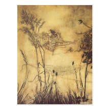 Tightrope de la fée par Arthur Rackham, art vintag Carte Postale
