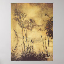 Tightrope de la fée par Arthur Rackham, art vintag Posters