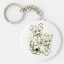 Tigre CUB blanc mignon Porte-clé