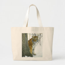 Tigre CUB dans la neige jetant un coup d'oeil auto Sac De Toile
