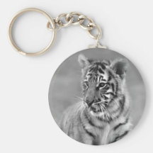 Tigre de bébé en noir et blanc porte-clefs
