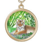 Tigre de Bengale paisible en collier de jungle