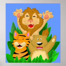 Tigre de lion et affiche d'ours