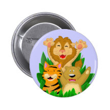 Tigre de lion et bouton de bande dessinée d'ours badge avec épingle
