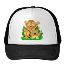 Tigre de lion et casquette de bande dessinée d'our