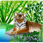 Tigre paisible dans le Pin en bambou de jungle Photos En Relief