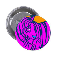 TIGRE ROSE de JUNGLE du TIGRE 80s de COREY RÉTRO Pin's Avec Agrafe