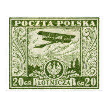 timbre polonais du par avion 1925 20gr carte postale