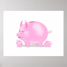 Tirelire avec des porcelets posters