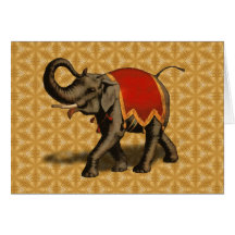 Tissu de l'éléphant d'Asie w/Red Cartes