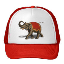 Tissu de l'éléphant d'Asie w/Red Casquette De Camionneur