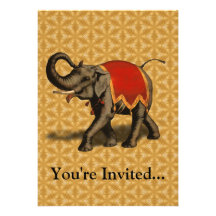 Tissu de l'éléphant d'Asie w/Red Faire-parts