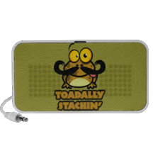 toadally crapaud drôle de stachin avec une moustac haut-parleurs mp3