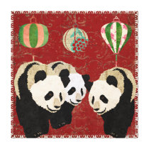 Toile d'art rouge de pandas géants impressions sur toile