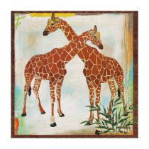 Toile d'art tropicale de girafes ambres impressions sur toile