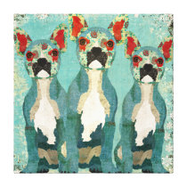 Toile d'art vintage de trio de bouledogues françai impressions sur toile