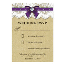 Toile de jute vintage rustique pourpre épousant de invitations