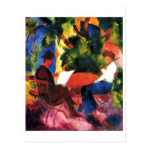 Toile d'huile d'August_Macke - de Paar AM Gartenti Carte Postale