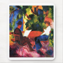 Toile d'huile d'August_Macke - de Paar AM Gartenti Tapis De Souris