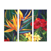 Toile enveloppée par 3-Panel hawaïenne de paradis  Toile Tendue