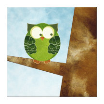 Toile enveloppée par hibou vert mignon toile tendue