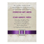 Toile pourpre vintage de ruban du mariage | de den invitations