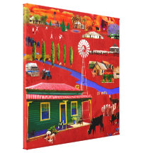 Toile rurale rouge impression sur toile