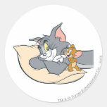 Tom et Jerry sur le coussin Adhésif Rond