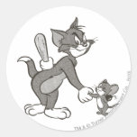 Tom et poignée de main trompeuse de Jerry Autocollants Ronds