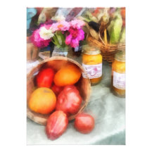 Tomates et pêches invitations personnalisées