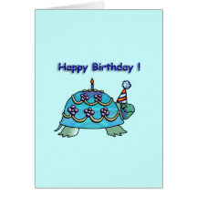 Tortue bleue 2 d'anniversaire cartes de vœux