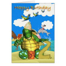 Tortue de joyeux anniversaire faisant des pâtés de cartes de vœux