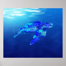 Tortue de mer sous-marine affiche