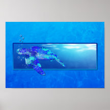 Tortue de mer sous-marine affiches