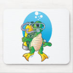 Tortue de scaphandre de bande dessinée tapis de souris
