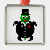 Tortue mignonne utilisant un smoking ! ornements