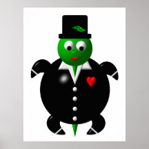 Tortue mignonne utilisant un smoking ! posters