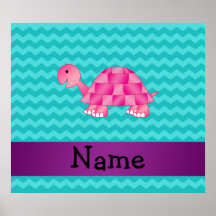 Tortue rose nommée personnalisée affiches
