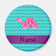 Tortue rose nommée personnalisée aimant